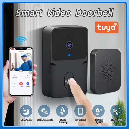 Tuya WiFi Video Doorbell Wireless HD Camera PIR Motion Detection IR Alarm Security Welcome DoorBell WiFi Intercom For Smart Home