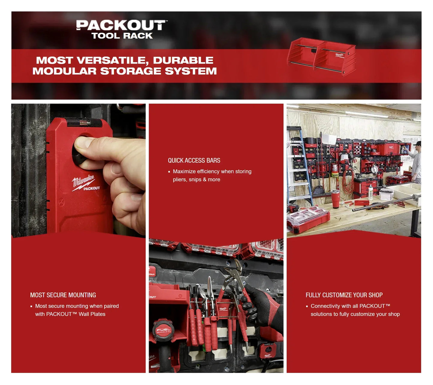 Milwaukee PACKOUT™ Tool Rack Power Tool Accessories MILWAUKEE Tools 48-22-8340