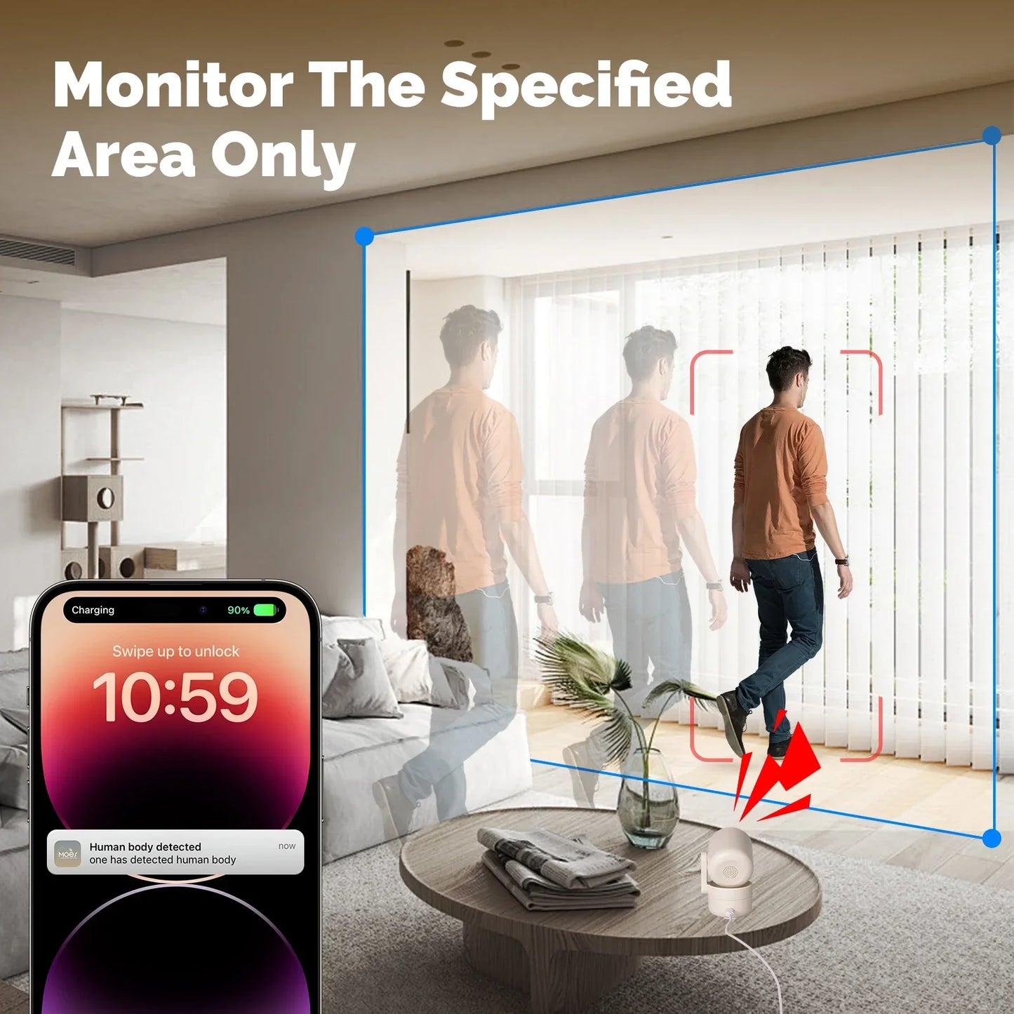 MOES Tuya Wi-Fi 6 Smart Indoor 4MP HD Security Pan/Tilt Camera Motion Tracking & Sound Detection Infrared Night Vision Monitor