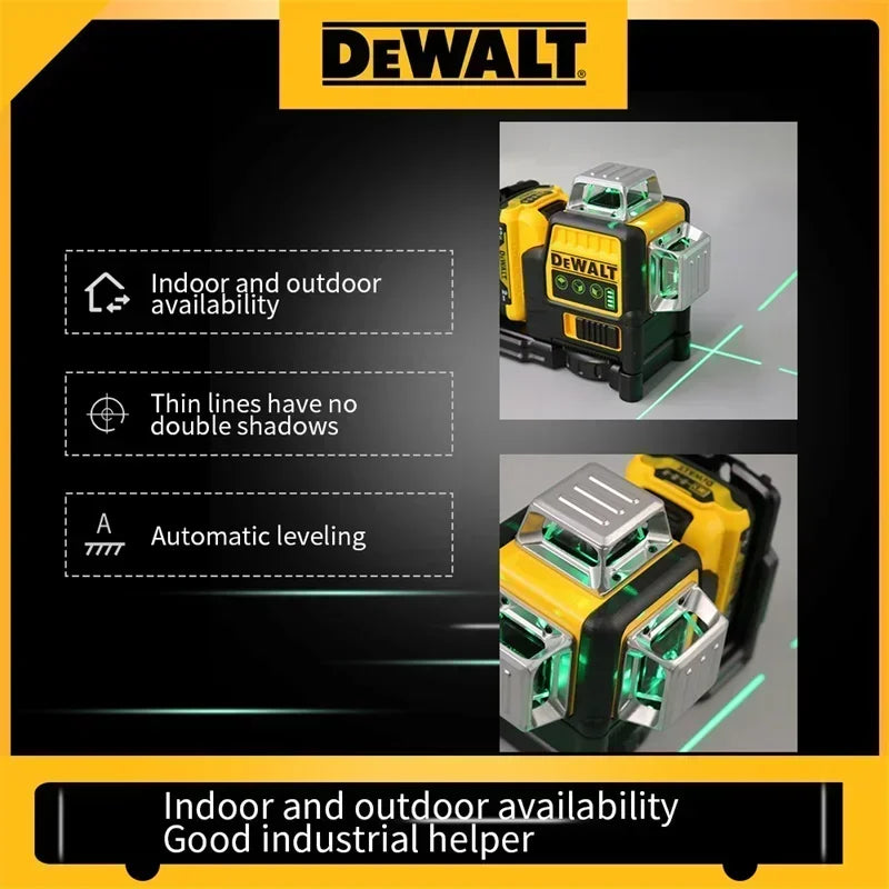 Dewalt DW089LG 3 Sides*360 12 Lines Laser Level Horizontal Green Light tool Meter Outdoor Degree Vertical 12V Battery