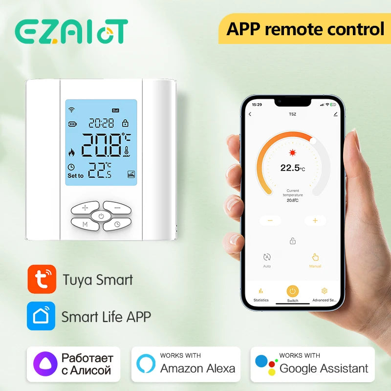 ZigBee Battery-Powered Thermostat for Water Gas Boiler Smart Tuya WiFi Wireless Temperature Controller Voice Alexa,Google Home