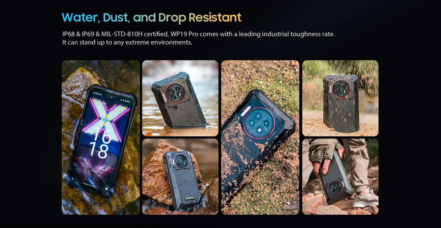 Oukitel WP19 Pro Rugged Phone 6.8" FHD+ Screen 22000mAh 24GB 256GB Smartphone 64MP Camera Helio G99 120Hz Mobile Phone