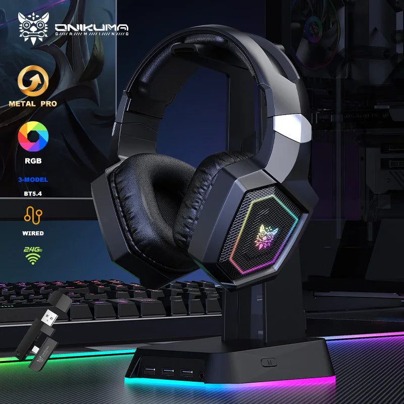 ONIKUMA GT806 Tri-Mode Gaming Headset with Microphone for  PS4, PC, Mobile Devices, 2.4GHz Wireless  5.3  Gaming  Headset