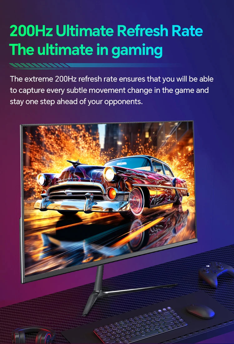 Anmite 24 Inch PC Gaming Monitor 200Hz IPS LCD Display 1920×1080P FHD Desktop Ultra-thin Gaming Computer Screen100Hz HDMI