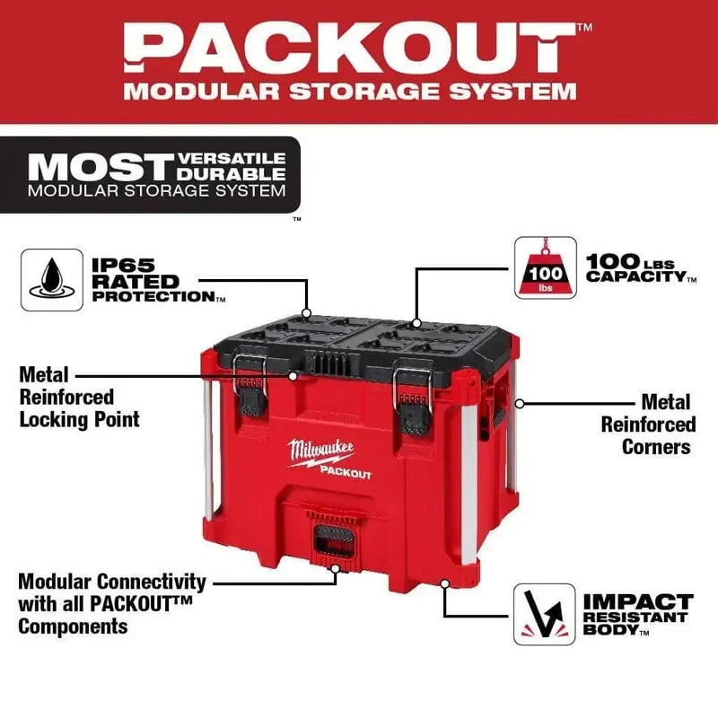 Milwaukee 48-22-8429 PACKOUT 22" Portable Durable Storage Modular XL Tool Box Organizer Heavy-Duty Large Tool Box