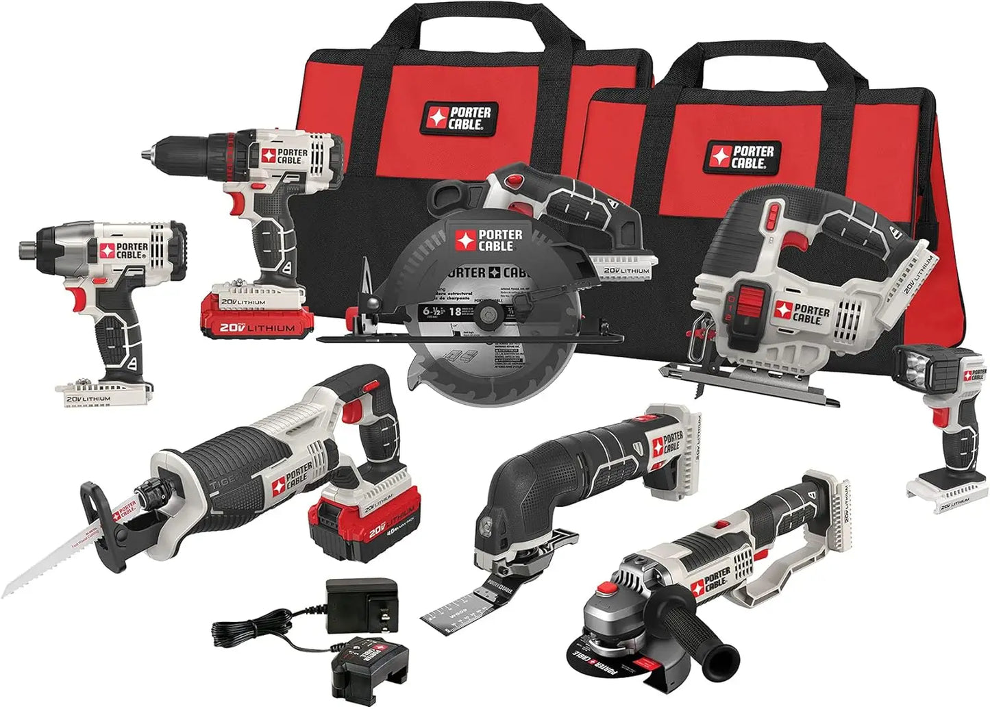 20V MAX Power Tool Combo Kit, 6-Tool Cordless Power Tool Set with 2 Batteries and Charger (PCCK619L8)