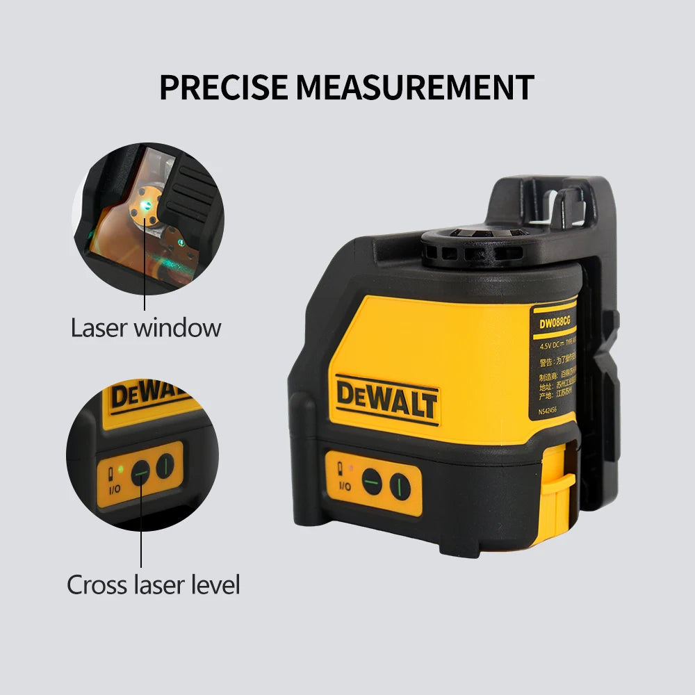 DEWALT DW088CG Laser Level With Case 30m Self-Leveling Cross Line Green Cross Line Lase Horizontal Vertical Laser Level 2-Line