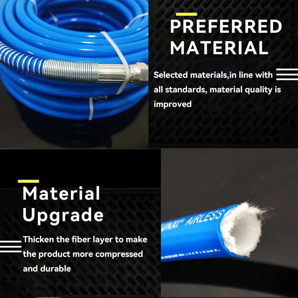 Premium 1/4 Airless Paint Spray Hose - High Pressure Flexible Fiber Nylon Tube