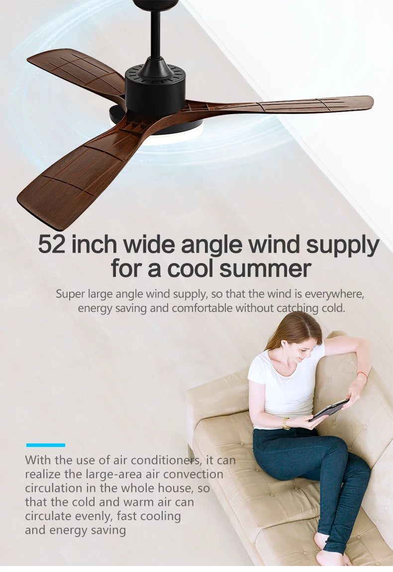 52 inch Modern DC Ceiling fan with light and Remote Control for Living room dining room bedroom Strong winds Electric fans