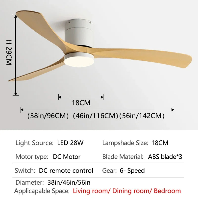 46Inch Low Floor Ceiling Fan Light Modern Black ABS Blade DC Remote Control Led Fan Lights Restaurant The bedroom 110V 220V