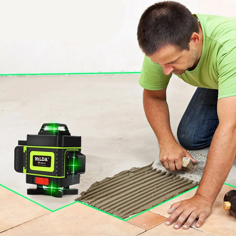 HILDA 16/12 Lines Laser Level Green Line SelfLeveling 360 Horizontal And Vertical Super Powerful Laser Level Green Beam