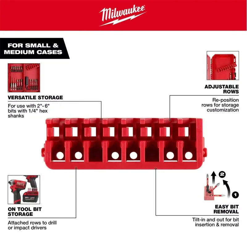 Milwaukee 48-32-9933 Small & Medium PACKOUT Compatible Case Rows for Insert Bit Accessories Power tool accessories