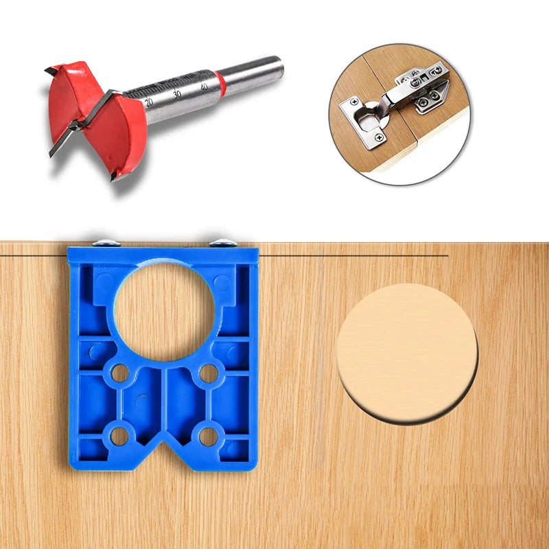 Woodworking Upgrade 35mm Concealed Hinge Jig Kit Hinge Boring Jig Drilling Guide Locator for Face Frame Cabinet Cupboard Tools