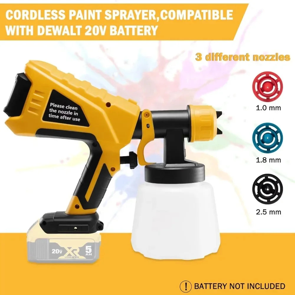 Cordless Paint Sprayer for Dewalt 20V MAX Battery Airless Electric HVLP Spray Paint Gun Tools (No Battery)