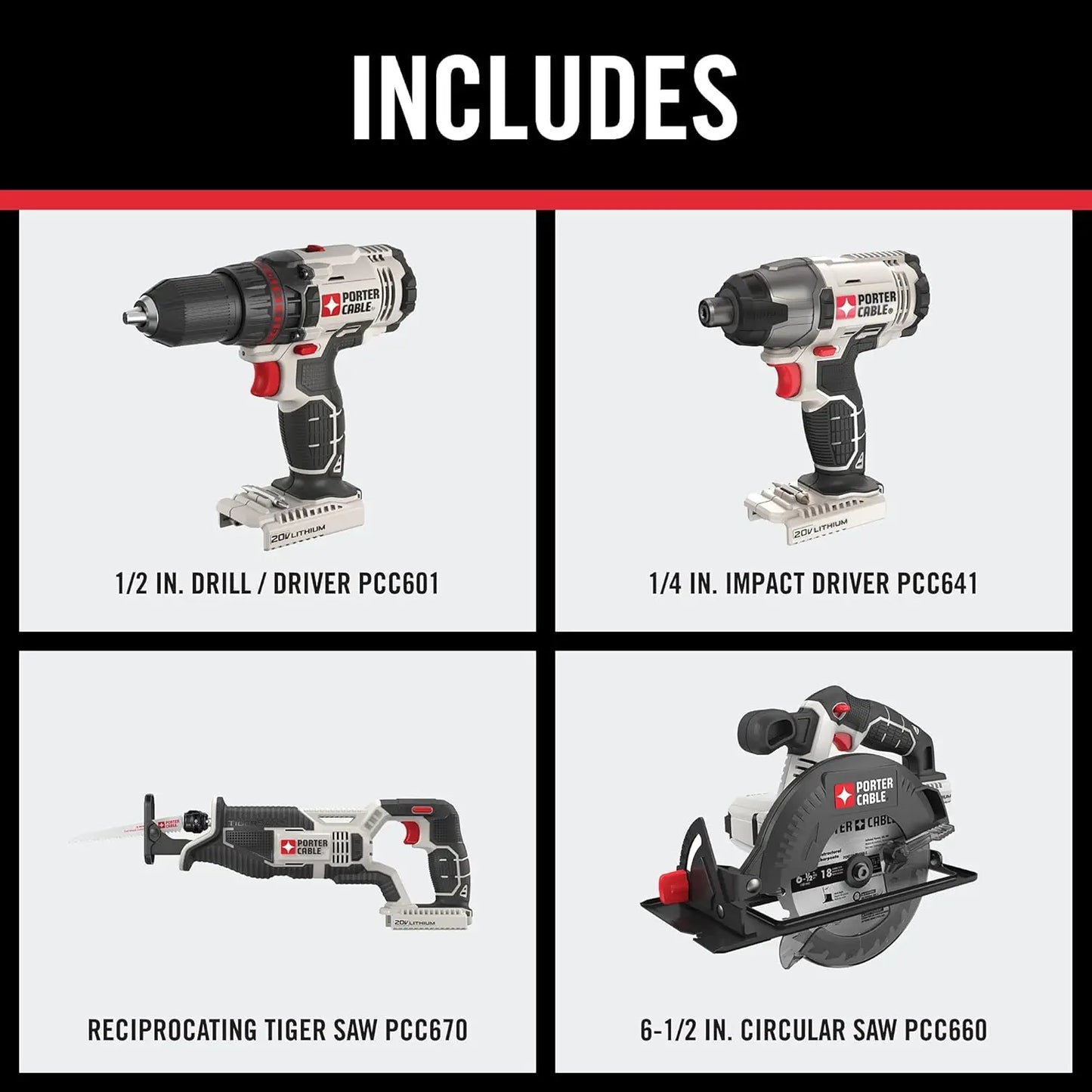 20V MAX Power Tool Combo Kit, 6-Tool Cordless Power Tool Set with 2 Batteries and Charger (PCCK619L8)