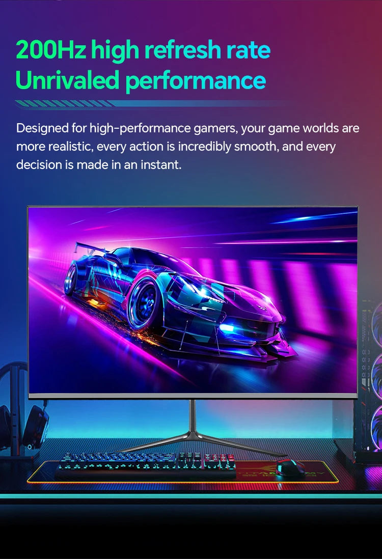 Anmite 24 Inch PC Gaming Monitor 200Hz IPS LCD Display 1920×1080P FHD Desktop Ultra-thin Gaming Computer Screen100Hz HDMI