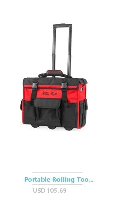 Stackable Toolbox Rolling Mobile Organizer Telescopic Comfort Grip Handle Upright Rigid Pack Out Cart Wheels Secure Storage