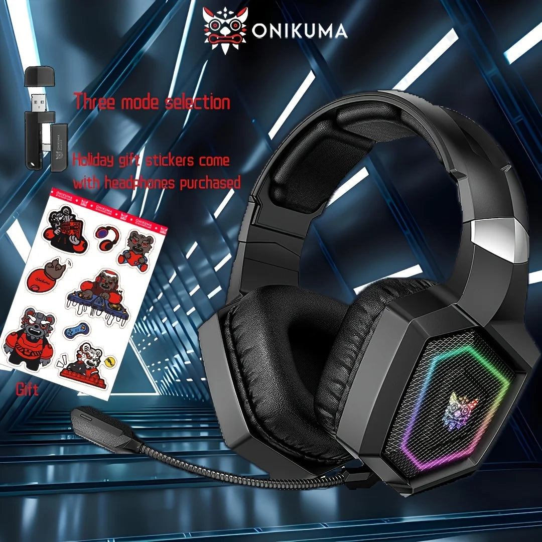 ONIKUMA GT806 Tri-Mode Gaming Headset with Microphone for  PS4, PC, Mobile Devices, 2.4GHz Wireless  5.3  Gaming  Headset