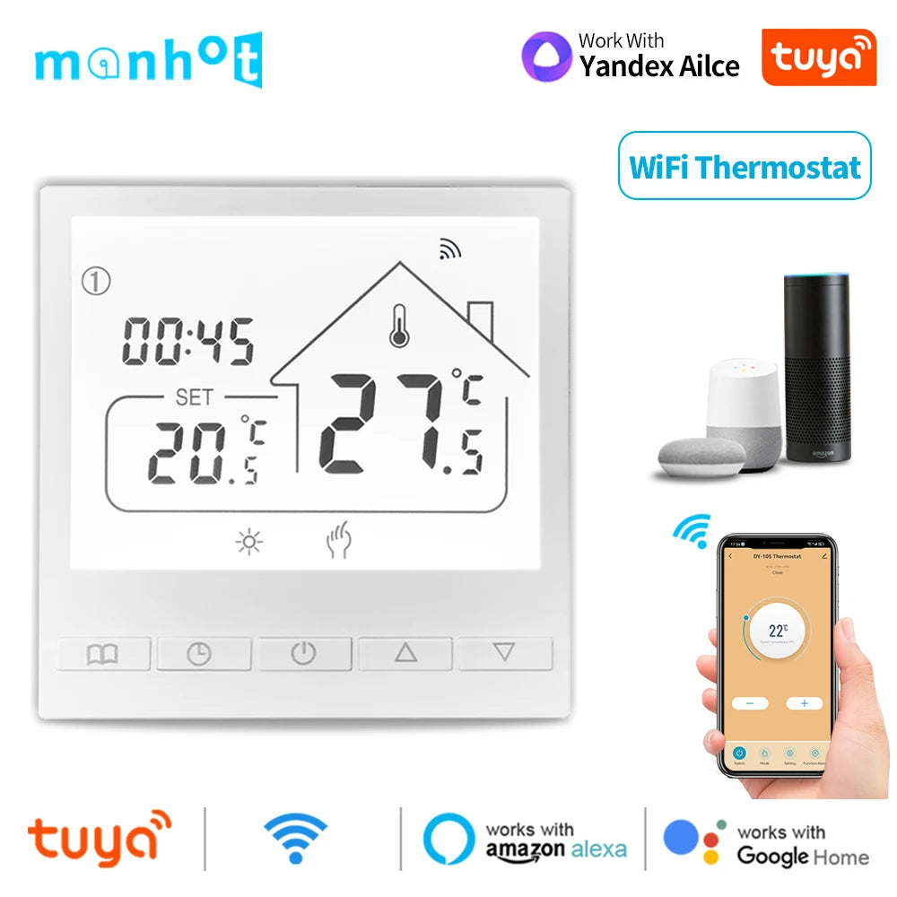 Tuya WiFi Smart Thermostat Temperature Controller for Electric Floor Heating Water/Gas Boiler Temperature  Google Home Alexa