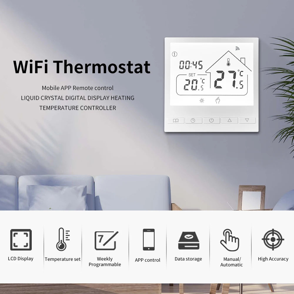 Tuya WiFi Smart Thermostat Temperature Controller for Electric Floor Heating Water/Gas Boiler Temperature  Google Home Alexa