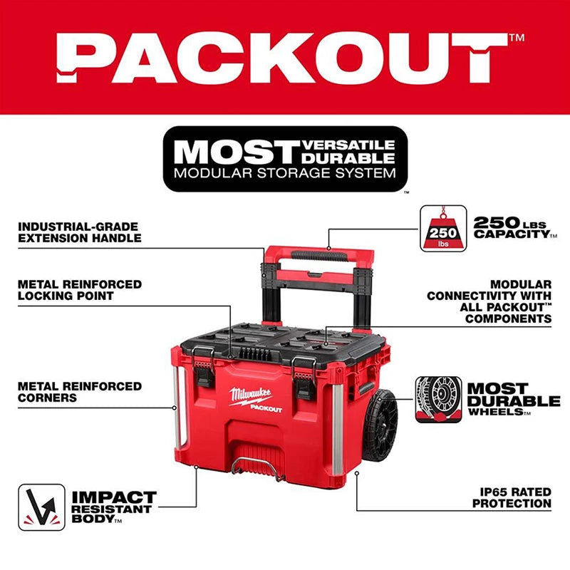 Milwaukee PACKOUT Tool Box 48-22-8424 48-22-8425 48-22-8426 Power Tool Accessories Stackable Combination Containment Case