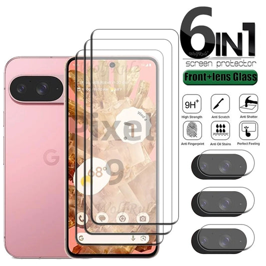 6-in-1 For Google Pixel 9 Glass Pixel9 Pixel 9 Pro XL Tempered Glass 9H HD Clear Screen Protector Google Pixel 9 Pro Lens Glass