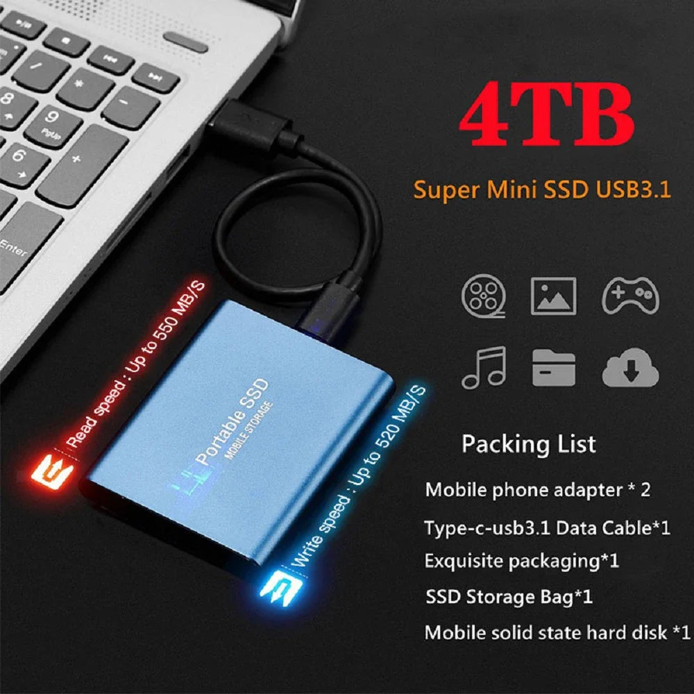 Xiaomi MIJIA External Hard Drive 1TB Storage Drive Mini Solid-state SSD USB3.1 HDD Portable 2TB External Hard Disk for Mac/Phone