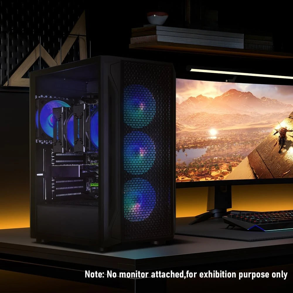 Gaming PC Computer Desktop Dual Intel I7 Xeon E5 up to 3.7GHz 16G DDR4 Ram 1T SSD 600M WiFi BT 5.0 RGB Fan x4 RGB Mouse Pad