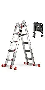 Ladder Extension Ladder, 17 Ft Muti Position Ladder & Removable Tool Tray with Stabilize