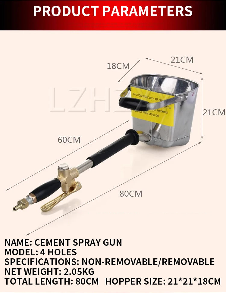 Vevor Spray Gun for Painting Walls Ceilings Cement Mortar Sprayer Plaster Hopper Gun With 4 Jet Hopper Ladle Construction Tool