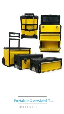 Stackable Toolbox Rolling Mobile Organizer Telescopic Comfort Grip Handle Upright Rigid Pack Out Cart Wheels Secure Storage