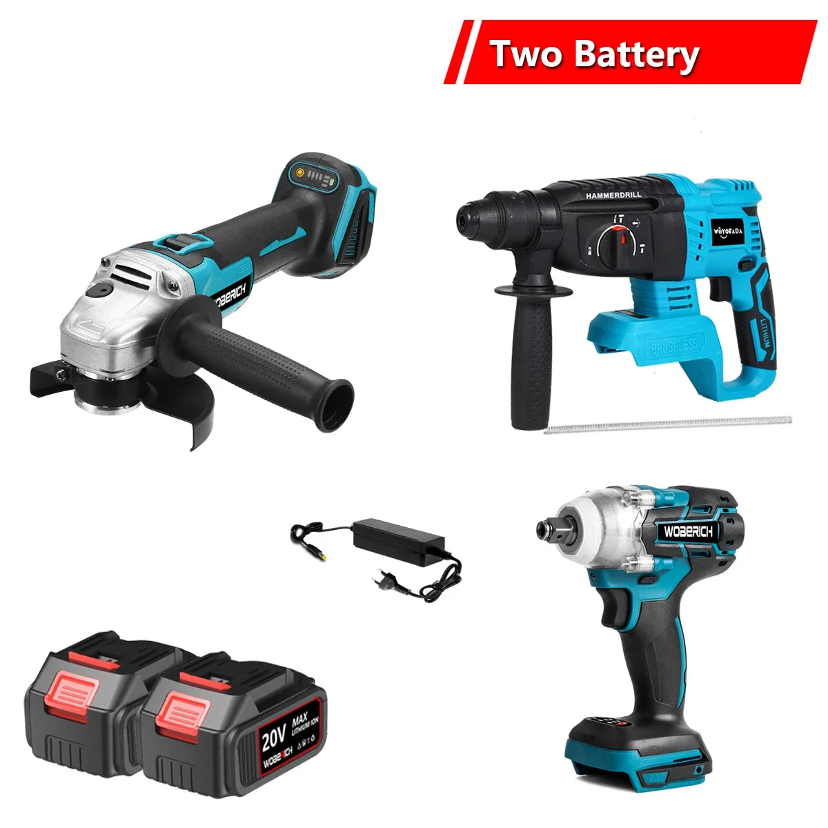 Brushless Electric Cordless Impact Drill Angle Grinder Electric circular saw With 2x Battery Combo Kits Power Tools Sets