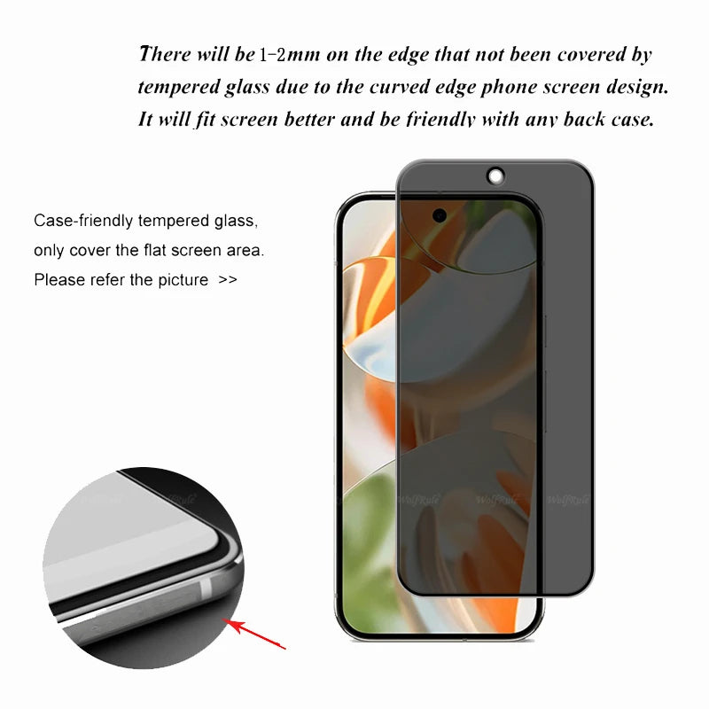 6-in-1 For Google Pixel 9 Pro Glass Google Pixel 9 Glass Privacy Anti-Spy Glue Screen Protector Pixel9 Pixel 9 Pro XL Lens Glass