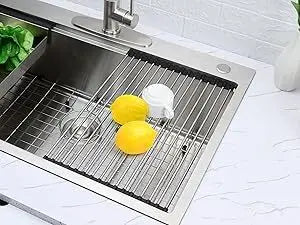 Kitchen Sink 33 x22 Inch, 16 Gauge Stainless Steel Drop In Kitchen Sinks Single Bowl 2-Hole R10 Corner, 10" Dee