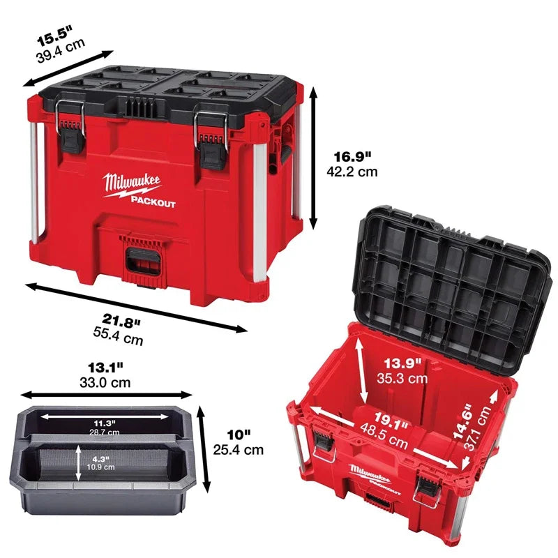 Milwaukee 48-22-8429 PACKOUT 22" Portable Durable Storage Modular XL Tool Box Organizer Heavy-Duty Large Tool Box