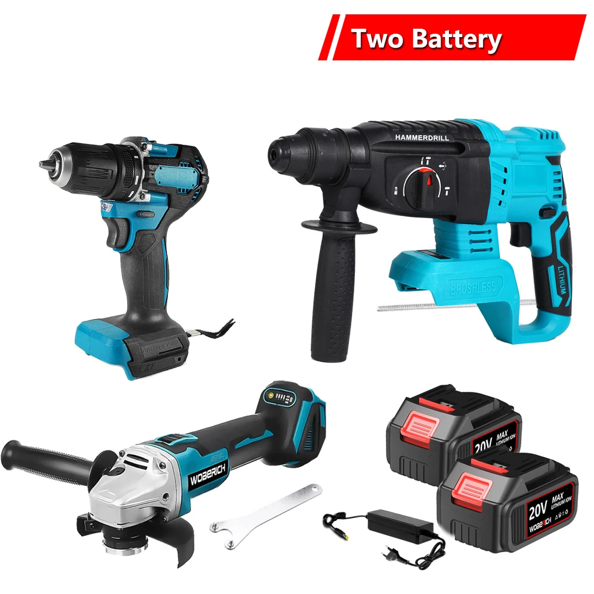 Combo Kits Power Tools Sets Brushless Electric Cordless Impact Drill Angle Grinder Electric circular saw With 2x Battery