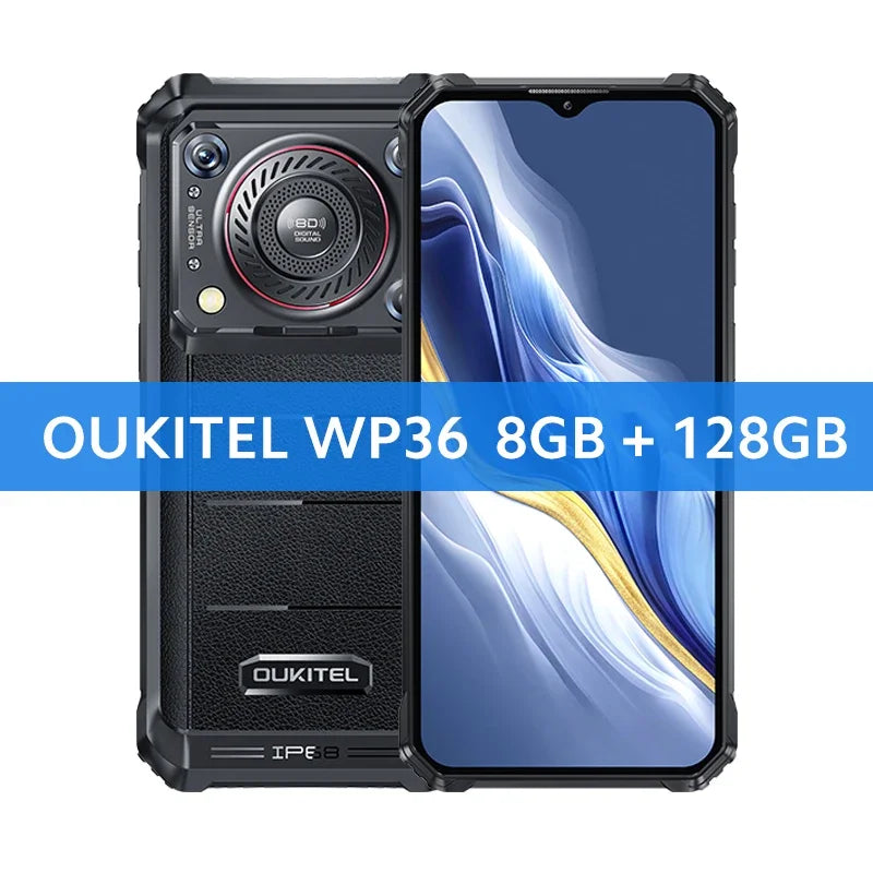 Oukitel WP36 Rugged Smartphone 10600mAh 6.52" Display 8GB 128GB 13MP Rear Camera Mobile Phone Android 13