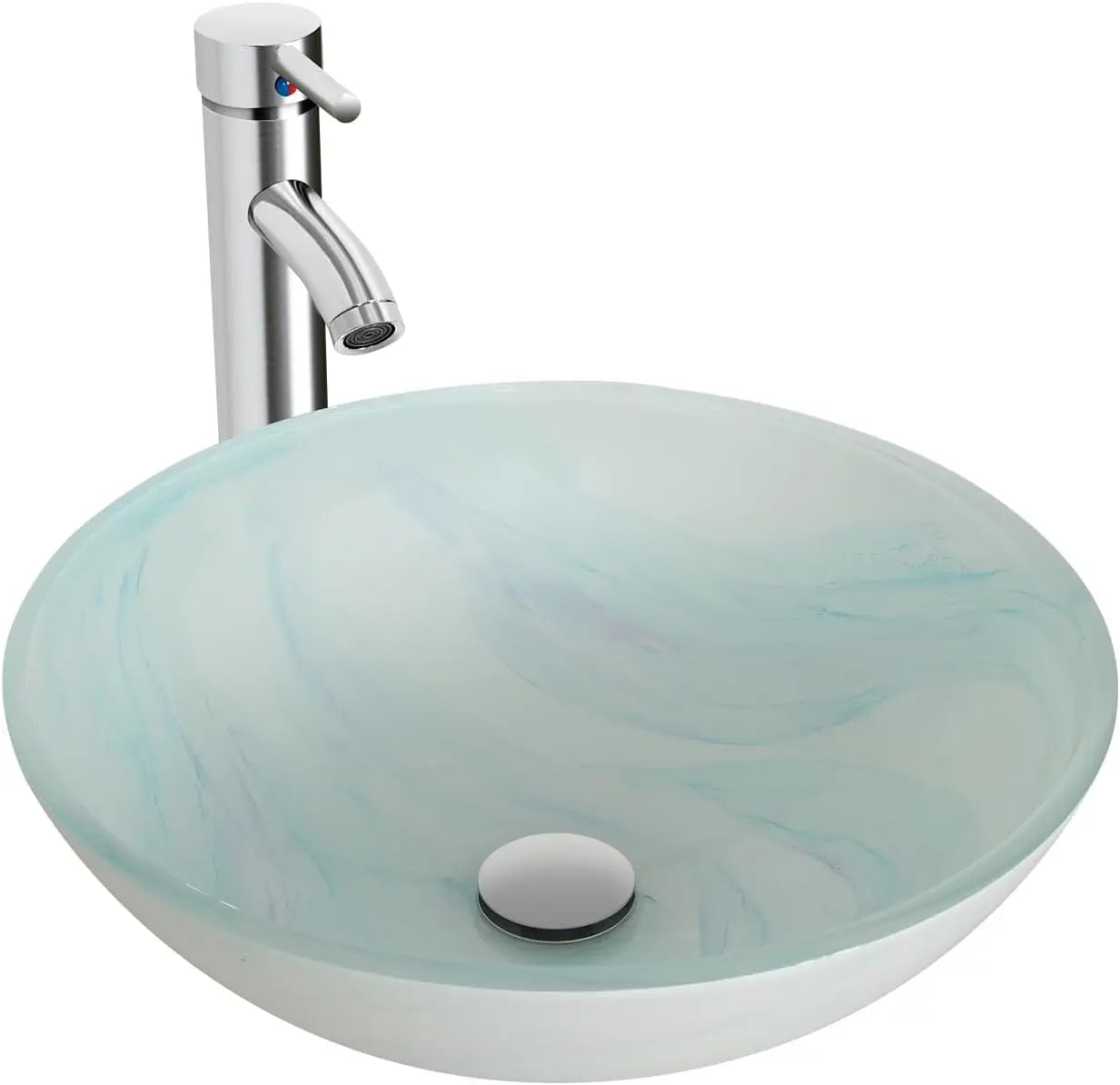 Artware Sink Bathroom Tempered Glass Vanity Round Bowl With Oil Rubber Bronze Faucet and Pop Up Drain Combo Countertop Furniture