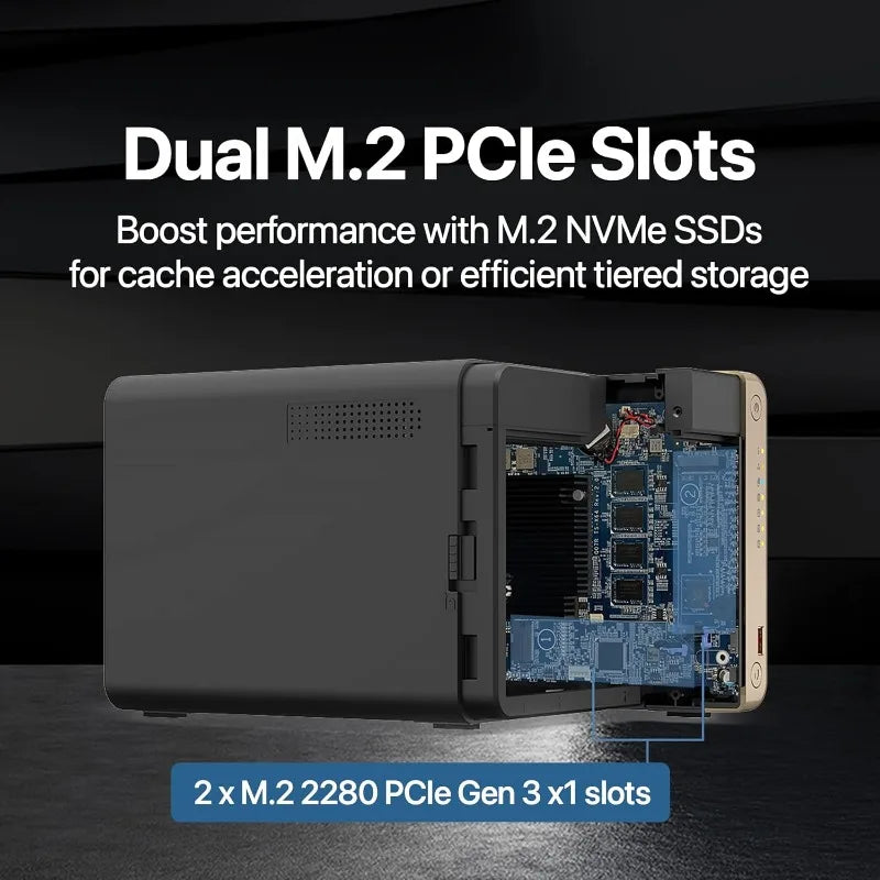 TS-464-8G-US 4 Bay High-Performance Desktop NAS , M.2 PCIe Slots and Dual 2.5GbE (2.5G/1G/100M) Network Connectivity (Diskless)