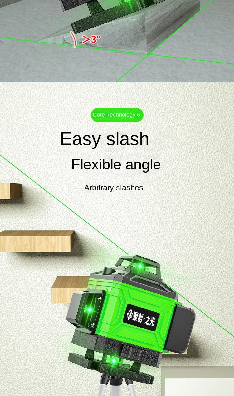 New 4D 8/12/16 Lines Laser Level with Green Line Self-Leveling Horizontal and Vertical Super Powerful for Accurate Measurement