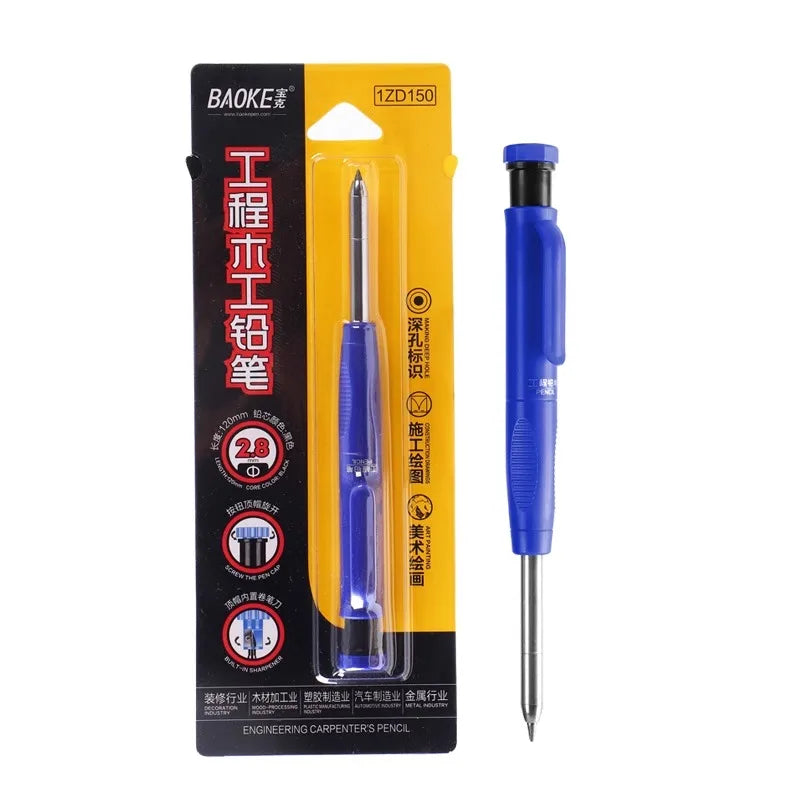 2.8mm Carpenter Mechanical Pencil with Sharpener for Woodworking Construction Long Head Carpenter Pencil Cute Stationery