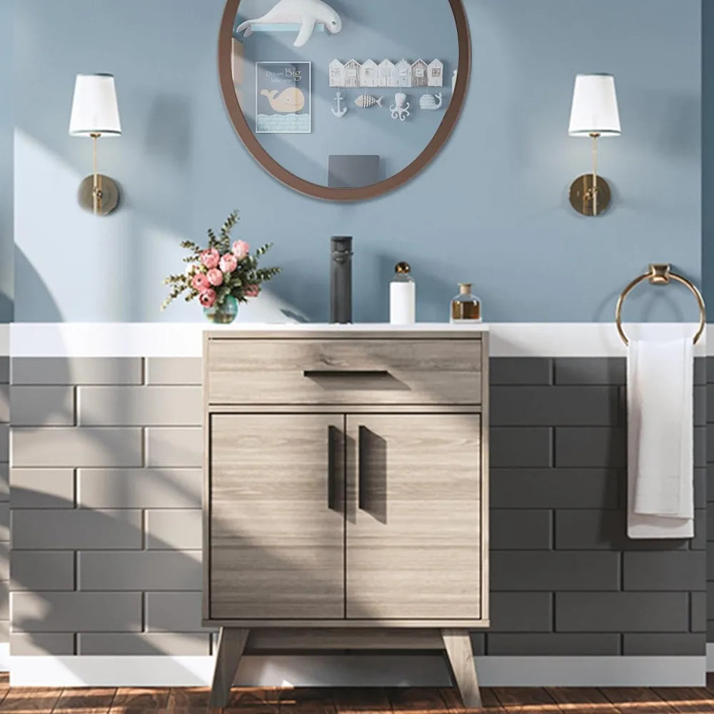 24.5" Bathroom Vanity with Sink Combo, Small Single Bathroom Cabinet Set, Soft Closing Doors, Bath Vanity with Sink