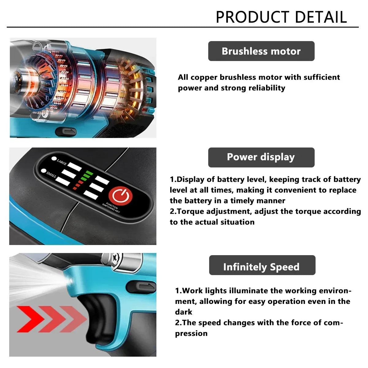 Brushless Electric Cordless Impact Drill Angle Grinder Electric circular saw With 2x Battery Combo Kits Power Tools Sets