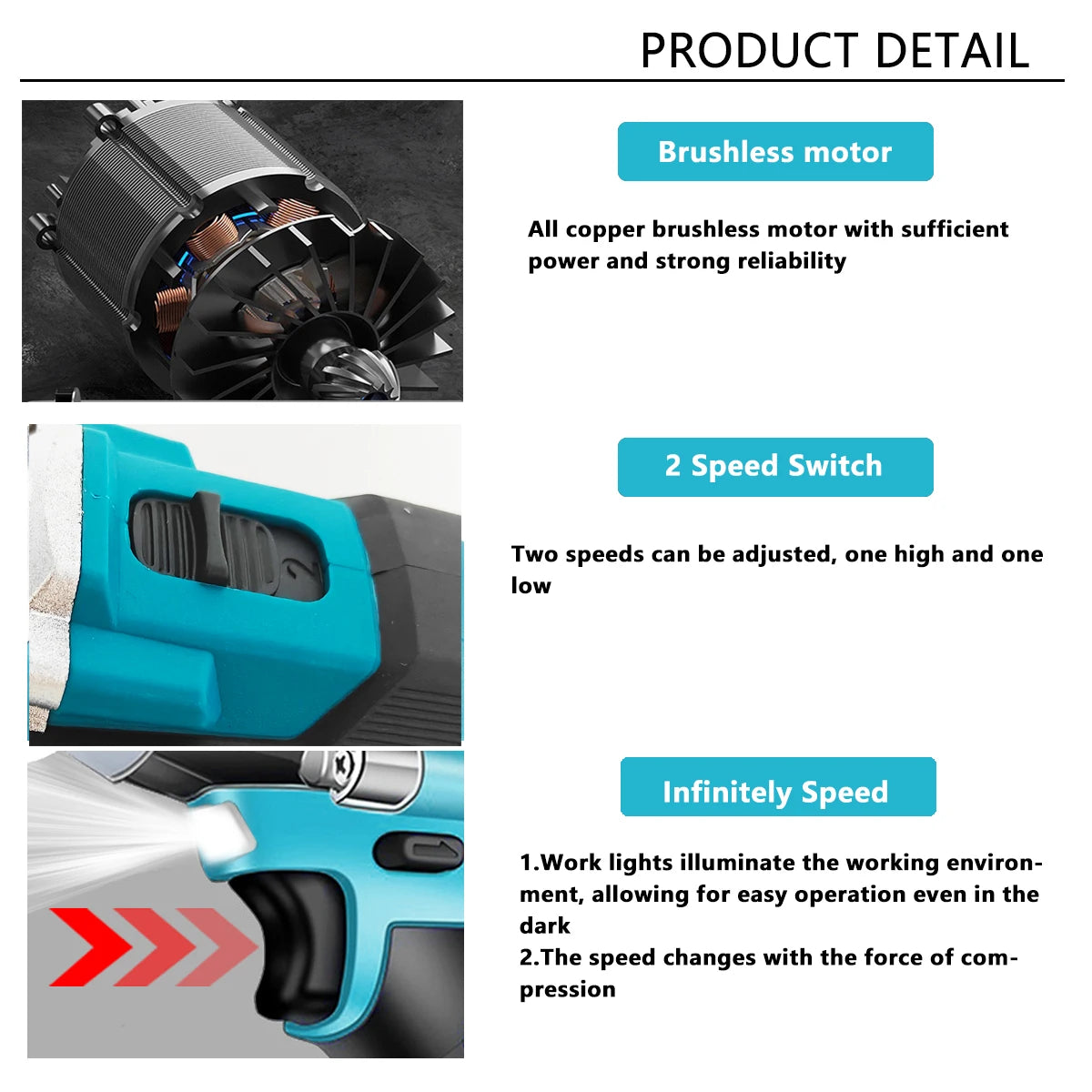 Combo Kits Power Tools Sets Brushless Electric Cordless Impact Drill Angle Grinder Electric circular saw With 2x Battery