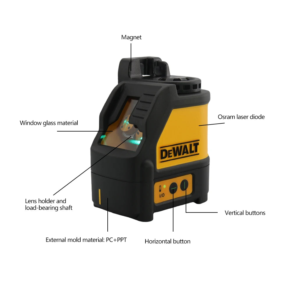 DEWALT DW088CG Laser Level With Case 30m Self-Leveling Cross Line Green Cross Line Lase Horizontal Vertical Laser Level 2-Line