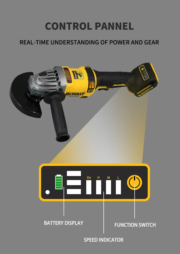 DEWALT DCG414 Brushless  Angle Grinder  Metal /Wood/Pipe Cutting 100/125/150MM Charging Polishing Grinding Machine  Power Tools