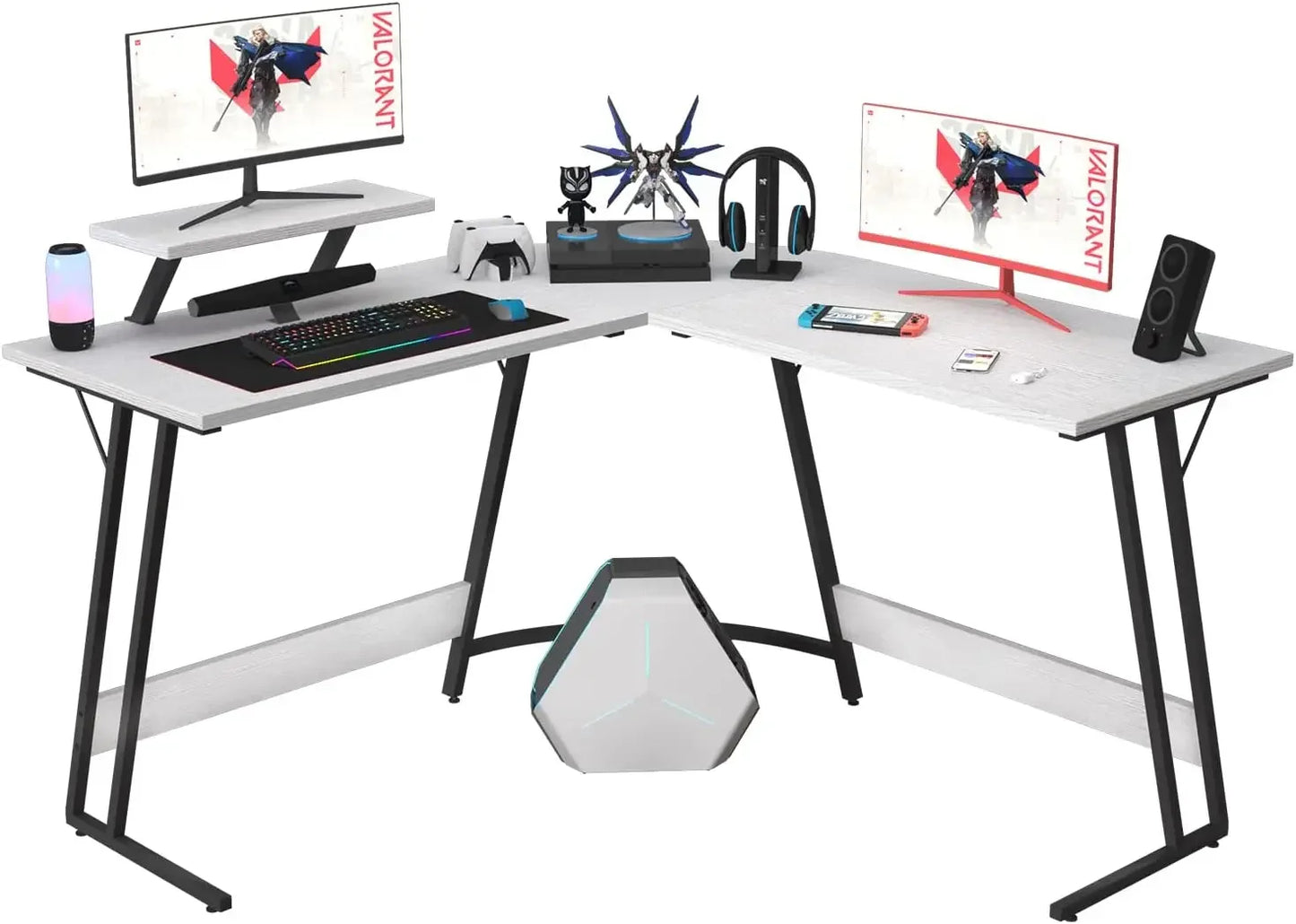 Computer Desk, L Shaped Gaming Computer Corner Desk PC Gaming Table with Large Monitor Riser Stand , Desk Computer