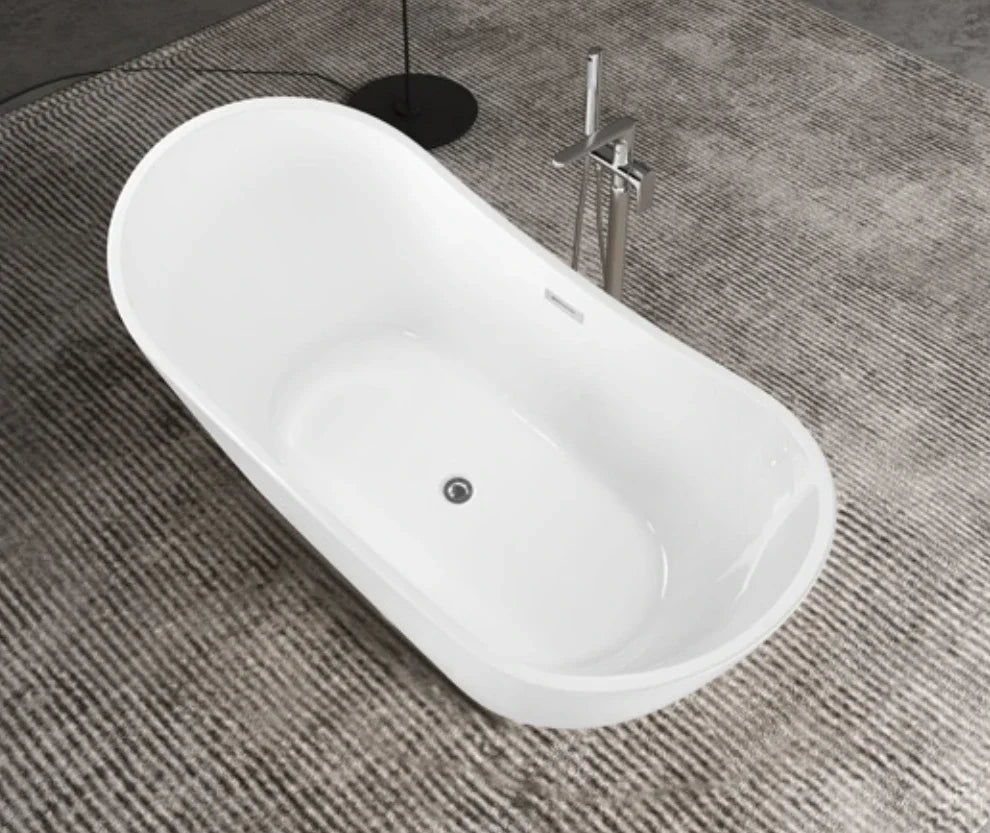 Oval Bathtub Indoor Stand Alone Freestanding Bathtubs Acrylic Soaking Bath Tub Fluted Free Standing Bathtub