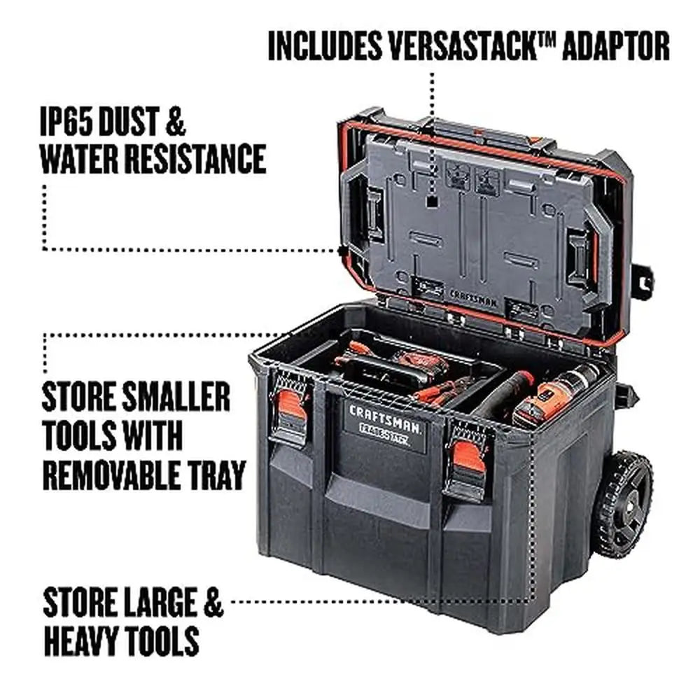 Portable Stackable Waterproof Tool Box Rolling Storage 22.5" Easy Connect Detachable System Large Tools Outdoor/Indoor High