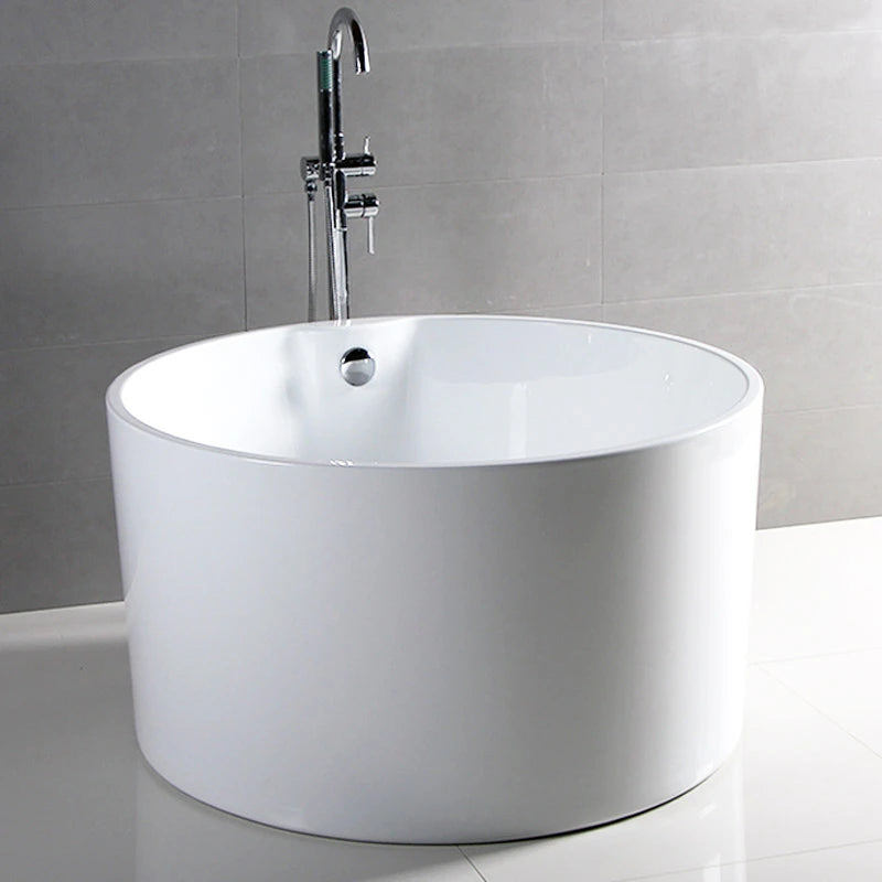 Bathroom Bathtub,110 Small Acrylic Solid Surface Round Soaking Bathtub Baby Stand Alone Bathtub Portable Tub Bath